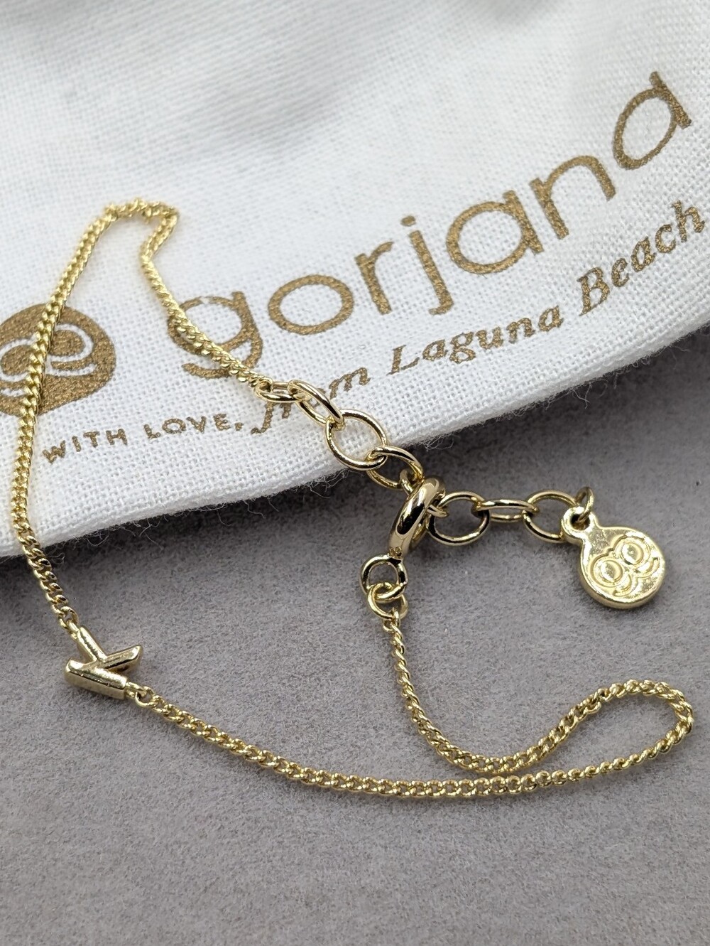 Gorjana Wilder Alphabet K Initial Bracelet 18K Gold Plated + Pouch | 0048